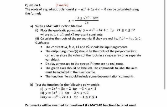 Solved 2a Question 4 19 Marks The Roots Of A Quadratic P Chegg Com