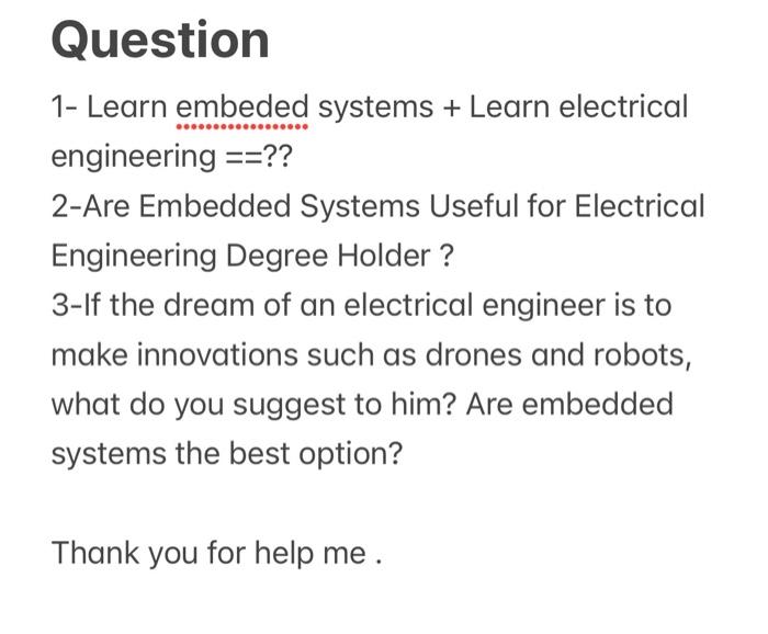 Solved Question 1- Learn Embeded Systems + Learn Electrical | Chegg.com