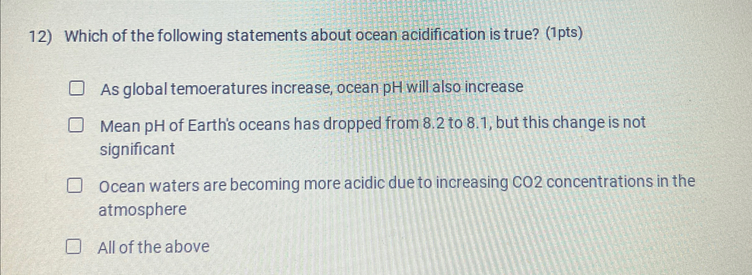 Solved Which of the following statements about ocean | Chegg.com