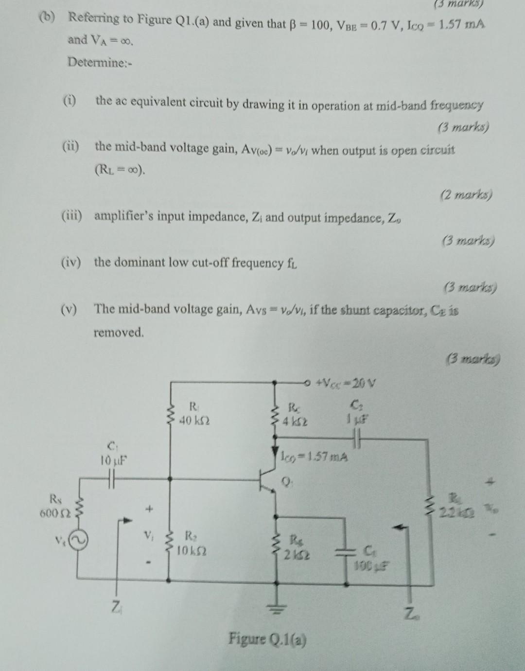 Solved (b) Referring To Figure Q1.(a) And Given That | Chegg.com