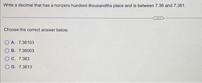 Solved Write a decimal that has a nonzero | Chegg.com