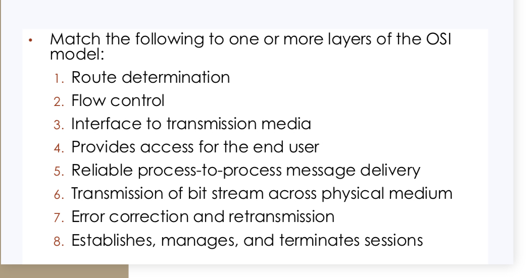 Solved Match the following to one or more layers of the OSI | Chegg.com