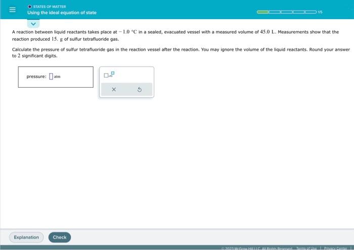 Solved A reaction between liquid reactants takes place at | Chegg.com