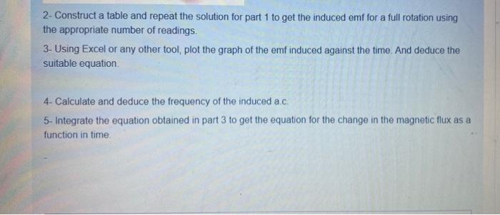 Solved Calculating the Emf Induced in a Generator Coil 1-The | Chegg.com