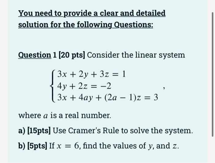 Solved You need to provide a clear and detailed solution for | Chegg.com
