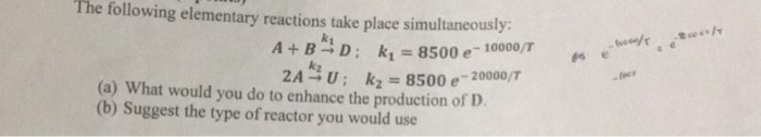 Solved The following elementary reactions take place | Chegg.com