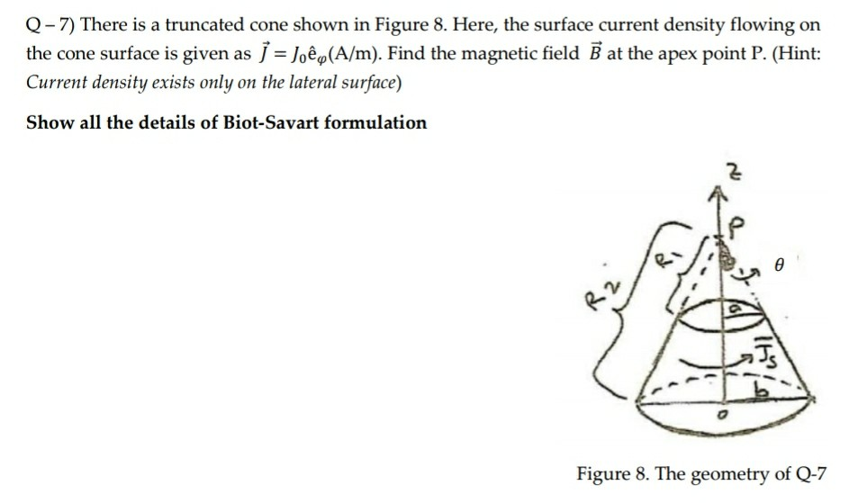 Solved Q- 7) There is a truncated cone shown in Figure 8. | Chegg.com