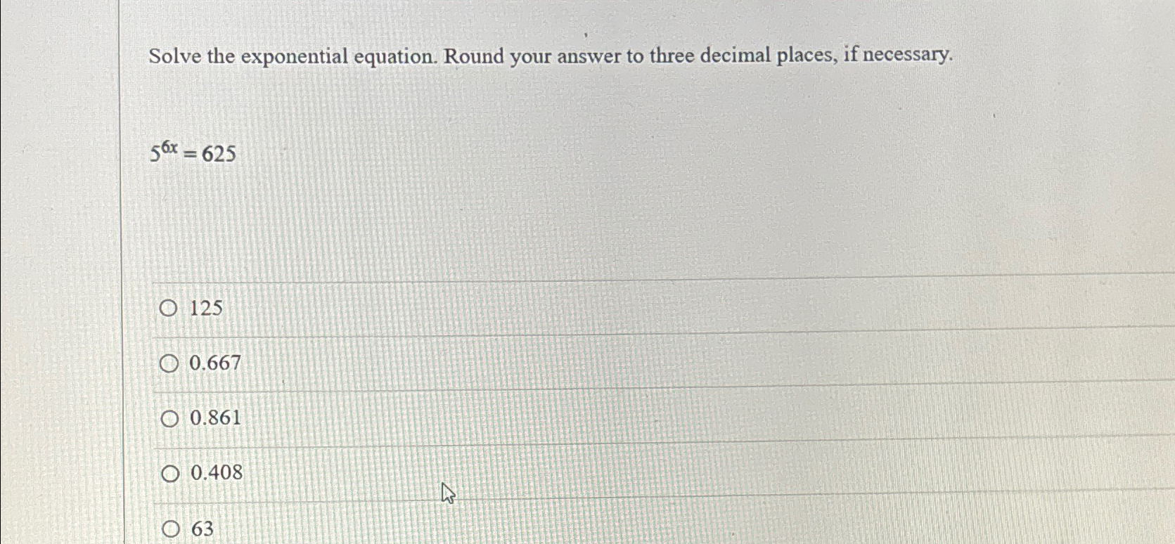 Solved Solve the exponential equation. Round your answer to | Chegg.com