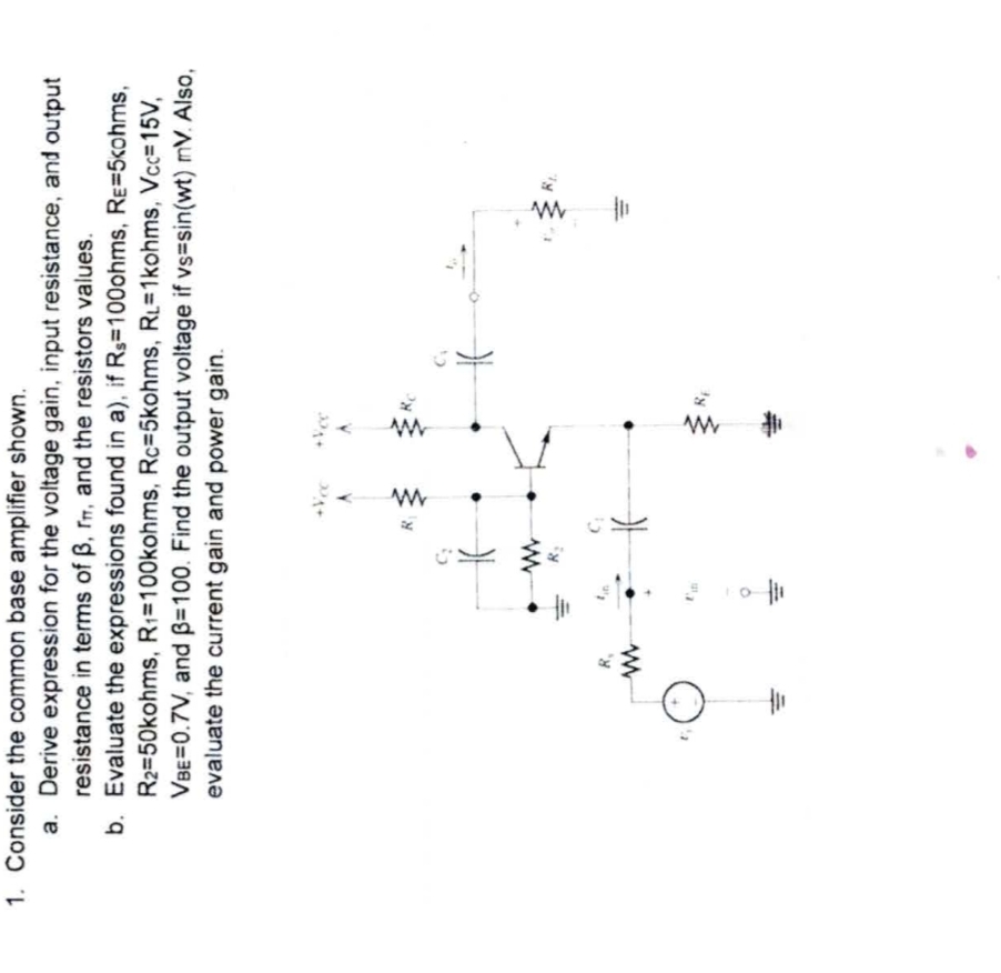 Solved Consider the common base amplifier shown.a. ﻿Derive | Chegg.com