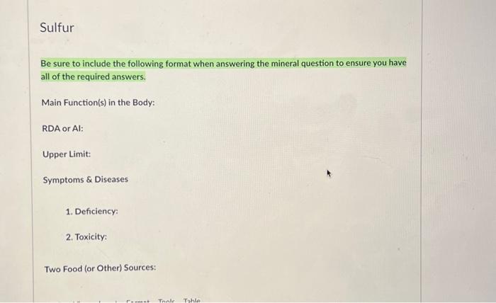 Solved Be sure to include the following format when | Chegg.com