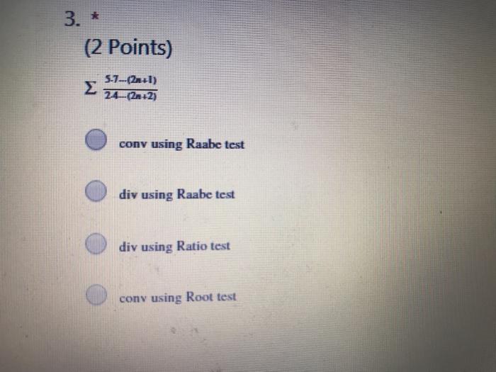 Solved 3. * (2 Points) Σ 5-7--(2+1) 24-( 272) conv using | Chegg.com