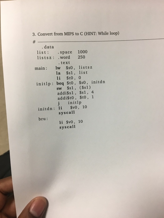 Solved 3. Convert from MIPS to C (HINT: While loop) .data | Chegg.com