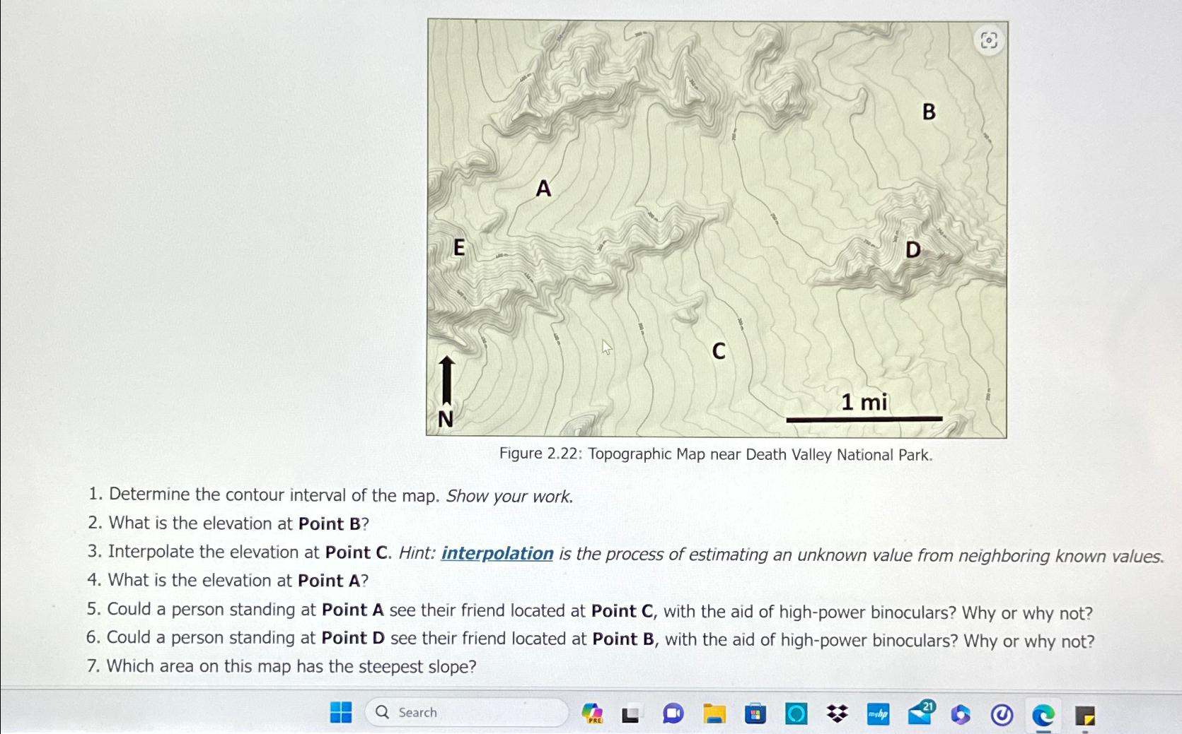 Solved Determine The Contour Interval Of The Map Show Your Chegg Com   Image