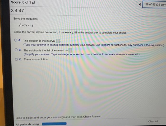Solved Score: 0 of 1 pt 38 of 45 (35 com 3.4.47 Solve the | Chegg.com