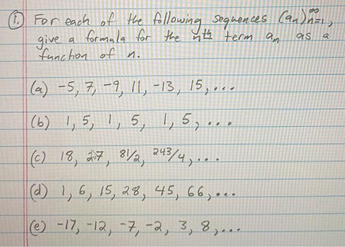 Solved . For each of the following sequences (an) n=1 | Chegg.com