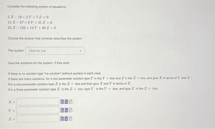Solved Consider the following system of equations: | Chegg.com