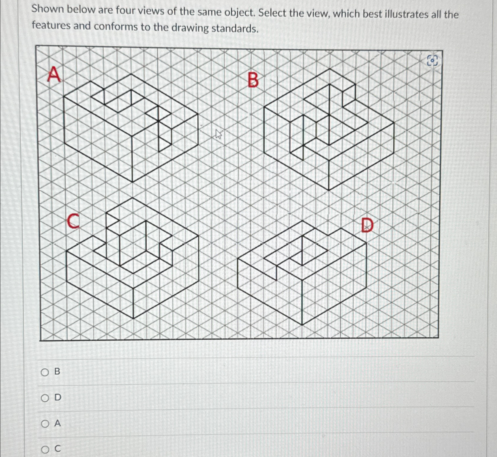 Solved Shown below are four views of the same object. Select | Chegg.com