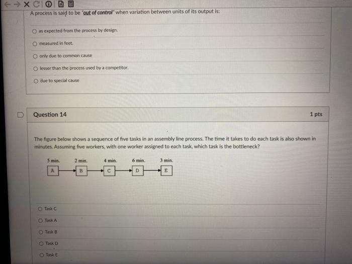 Solved A process is said to be out of control" when | Chegg.com