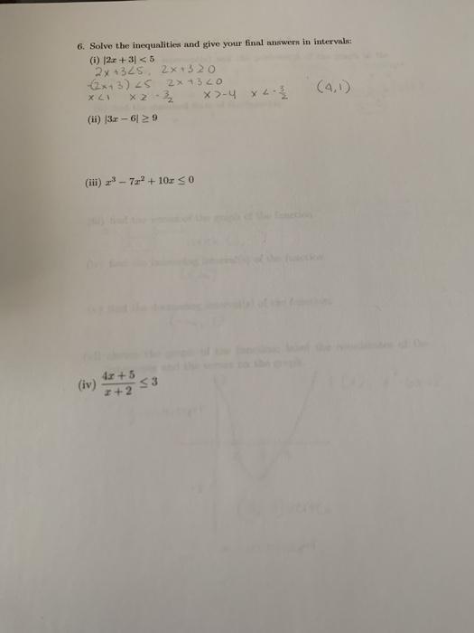 Solved 6. Solve the inequalities and give your final answers | Chegg.com