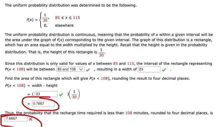 Solved The Uniform Probability Distribution Was Determined | Chegg.com