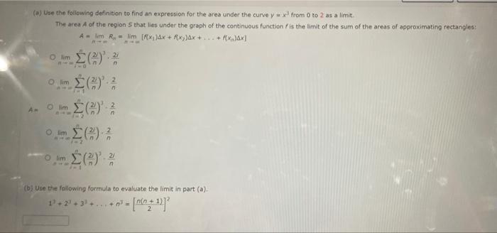 Solved (a) Use the following definition to find an | Chegg.com