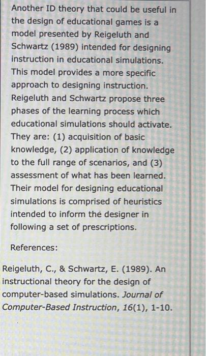 Another ID theory that could be useful in the design | Chegg.com