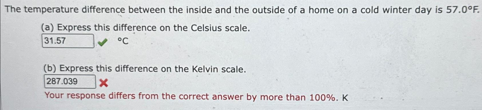 Solved The temperature difference between the inside and the | Chegg.com