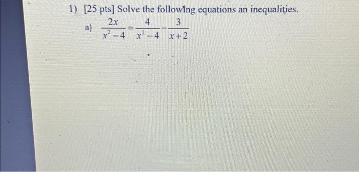 Solved 1) [ 25pts] Solve the following equations an | Chegg.com