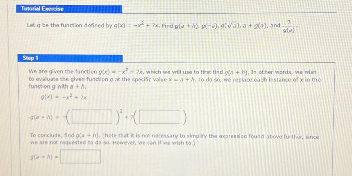 Solved Tutorial Exercise Let g be the function defined by | Chegg.com