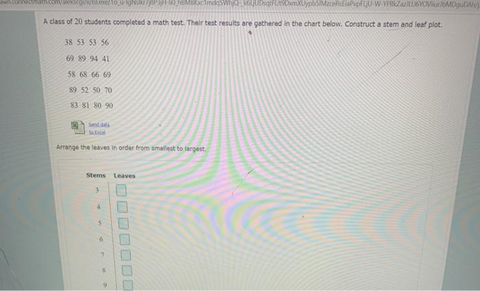 Solved a class of 20 students completed a math test their | Chegg.com