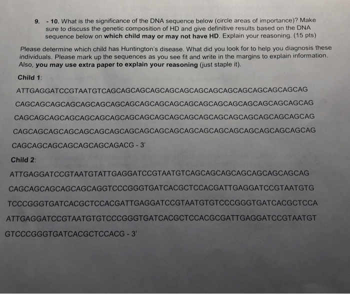 Solved 9.-10. What is the significance of the DNA sequence | Chegg.com