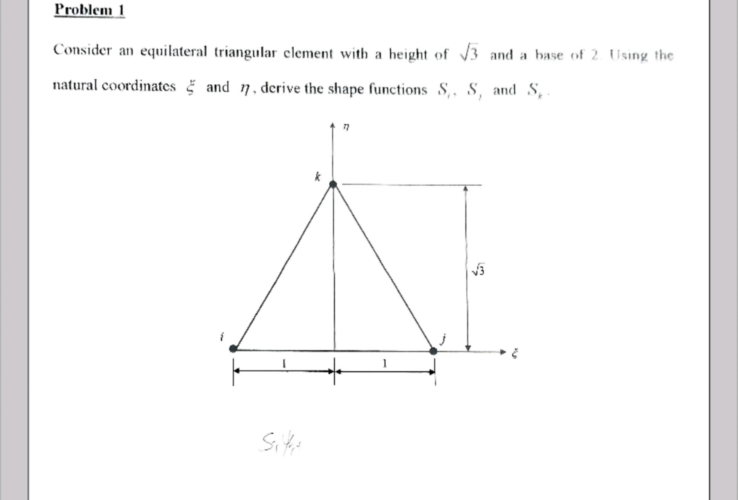 Solved Problem 1Consider an equilateral triangular element | Chegg.com