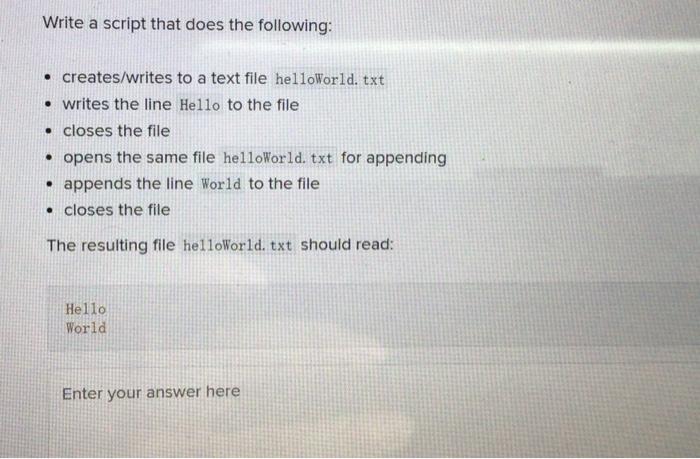 Solved Write a script that does the following: • | Chegg.com
