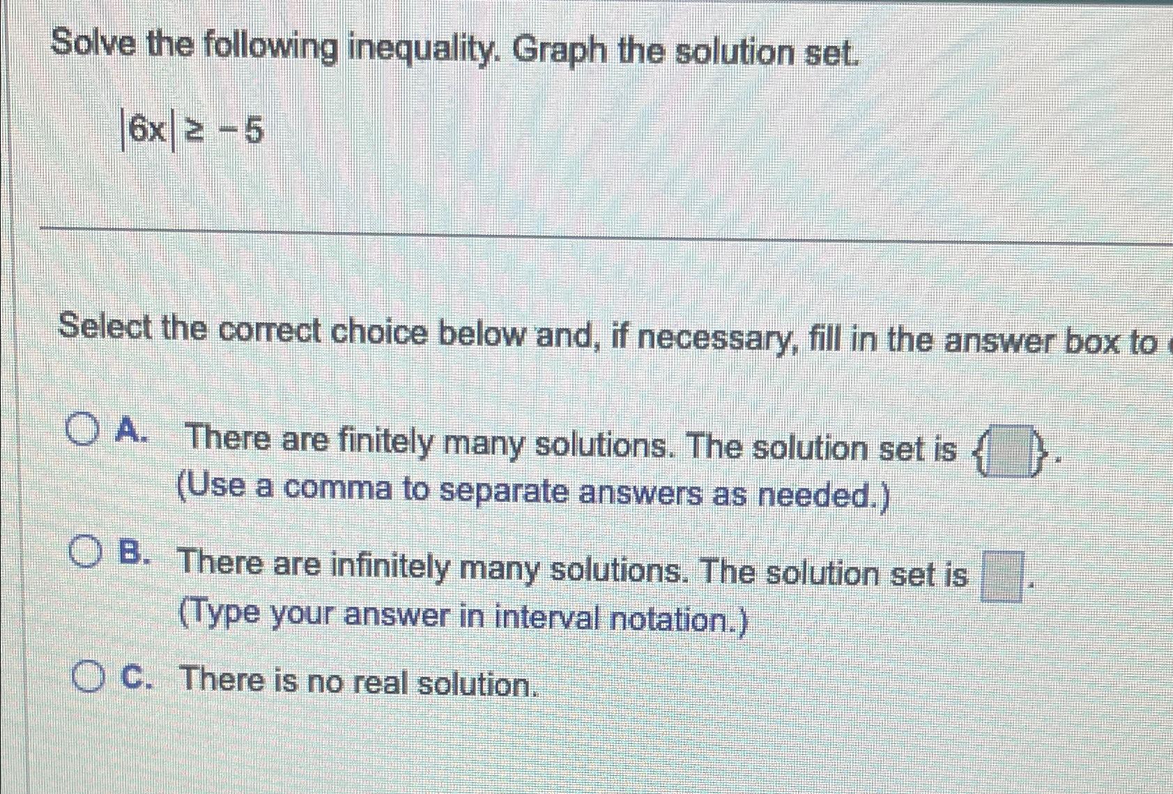 Solved Solve The Following Inequality. Graph The Solution | Chegg.com