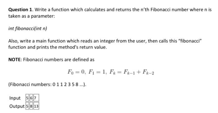 Solved Question 1. Write a function which calculates and | Chegg.com