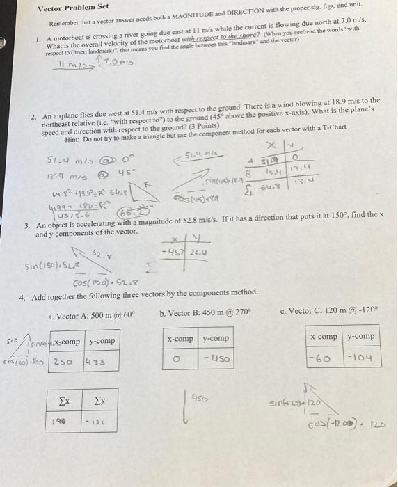 Vector Problem Set Remember that a vector answer | Chegg.com