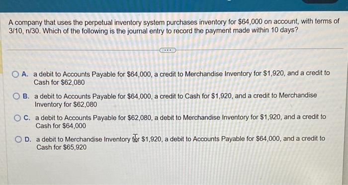 Solved A Company That Uses The Perpetual Inventory System | Chegg.com