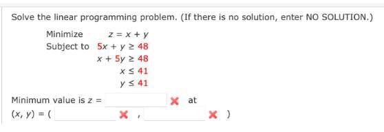 Solve the linear programming problem. (If there is no | Chegg.com