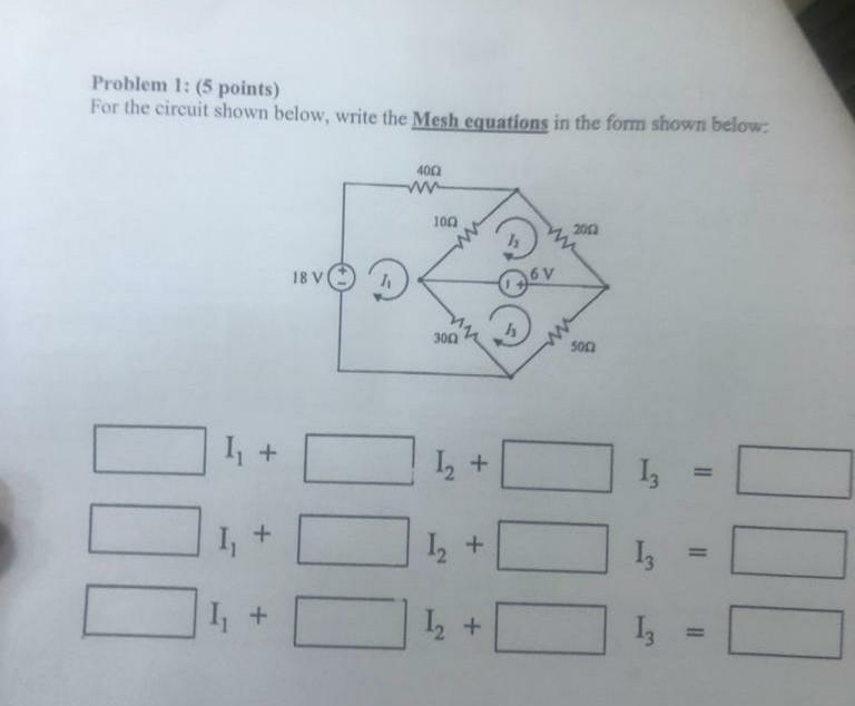 Solved Problem 1: (5 points) For the circuit shown below, | Chegg.com