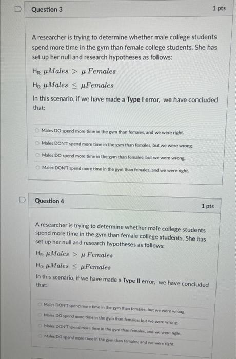 Solved A researcher is trying to determine whether male | Chegg.com