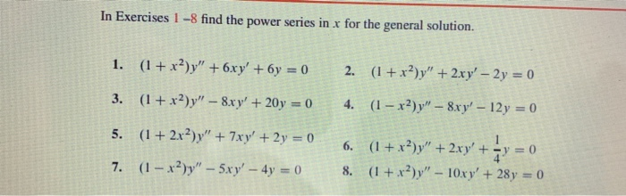 Solved In Exercises 1 8 Find The Power Series In X For The Chegg Com