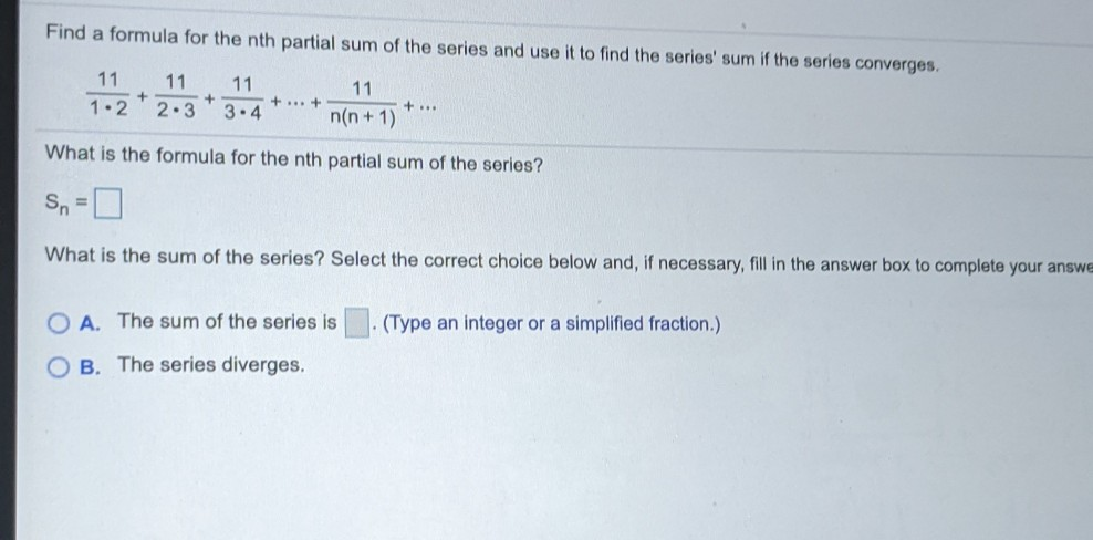Solved Find a formula for the nth partial sum of the series | Chegg.com