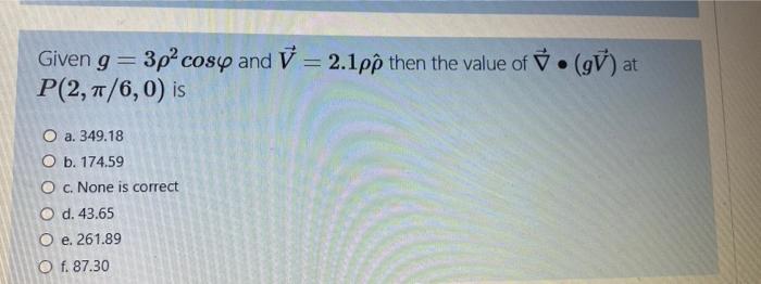 Solved Given G 3p Cosy And 2 1pp Then The Value Of Chegg Com