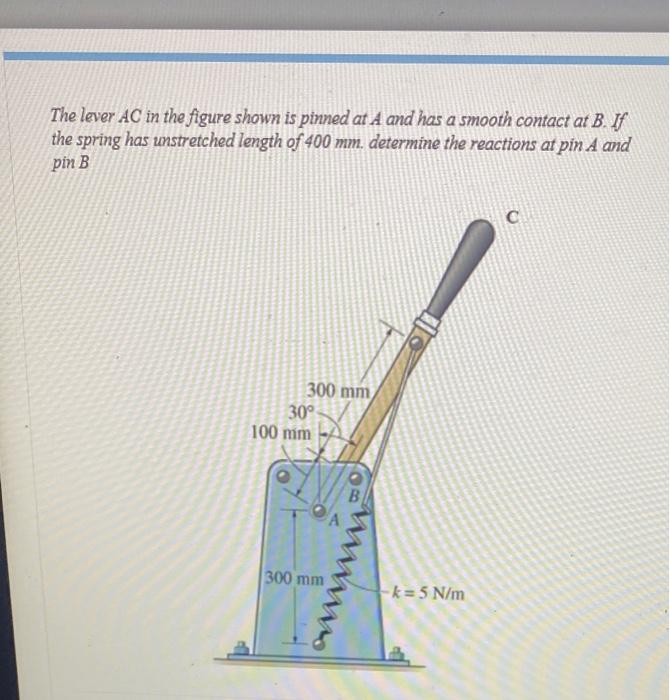 Solved The lever AC in the figure shown is pinned at A and | Chegg.com