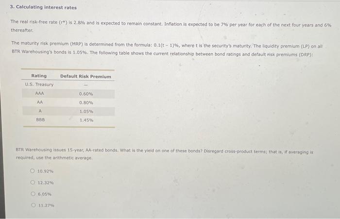 Solved 3. Calculating Interest Rates The Real Risk-free Rate | Chegg.com