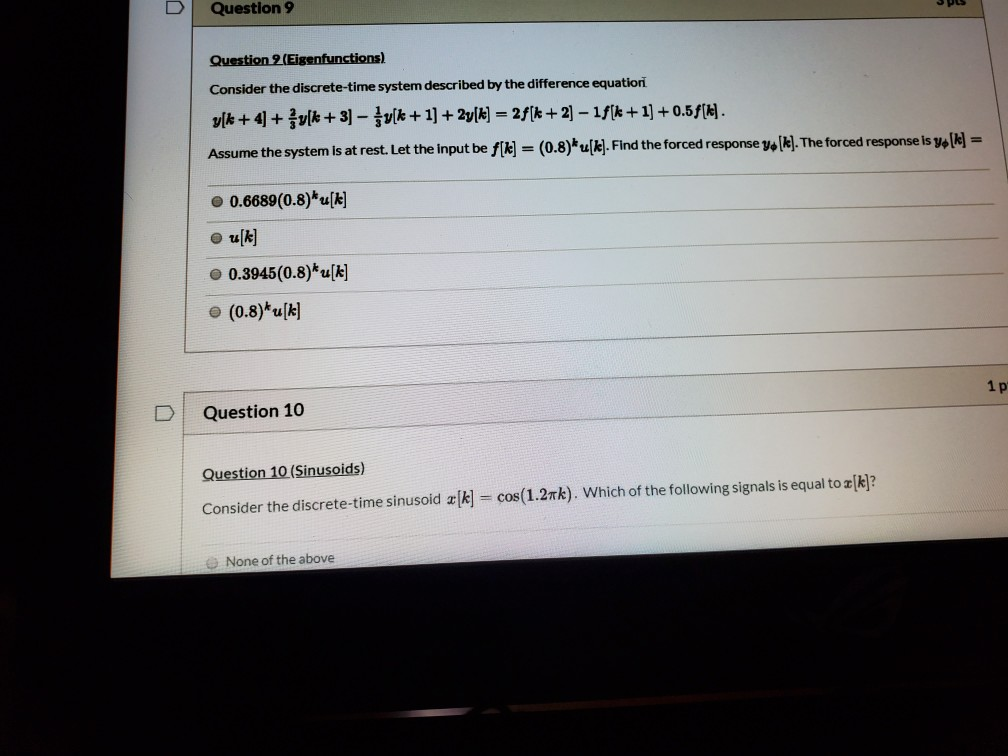 Solved Question 9 Question 9 (Eigenfunctions) Consider the | Chegg.com