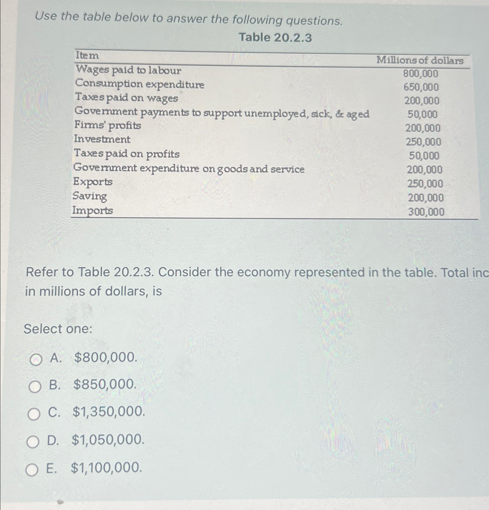 Solved Use the table below to answer the following | Chegg.com