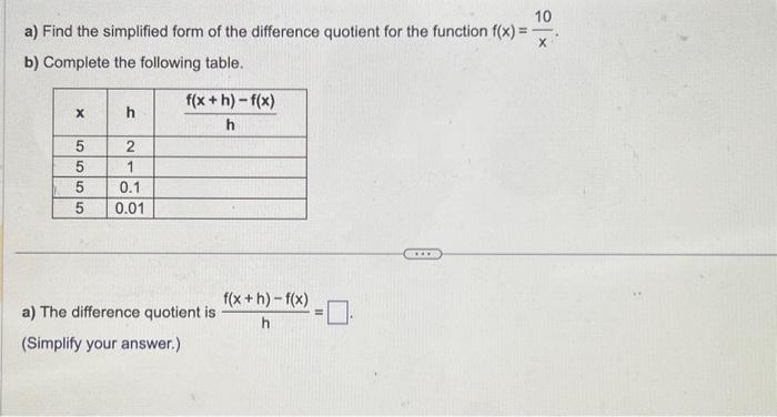 Solved a) Find the simplified form of the difference | Chegg.com