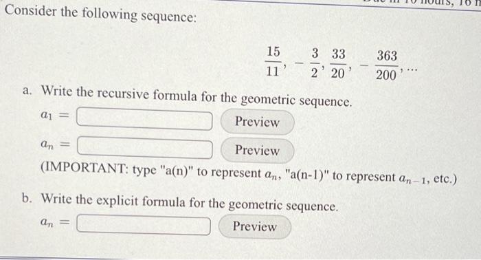 Solved Consider The Following Sequence: | Chegg.com