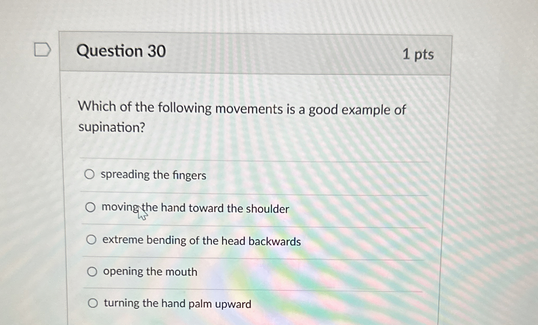 Solved Question 301 ﻿ptsWhich of the following movements is | Chegg.com